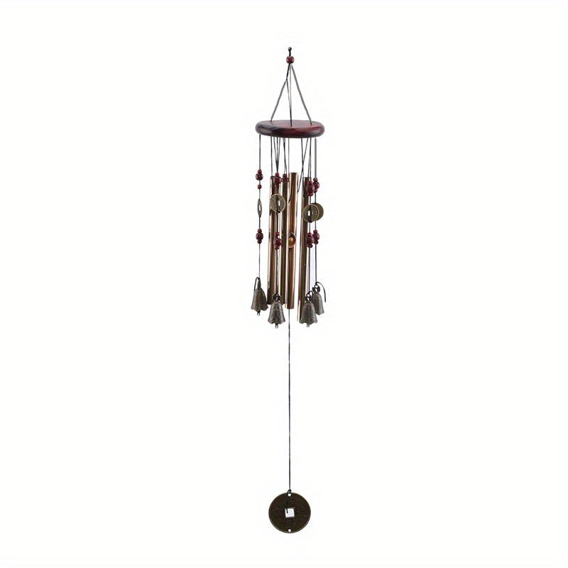 Large Deep Tone Metal Wind Chimes for Outdoor Garden Patio Decor Antique Bronze Solid Wood Ceiling Mount