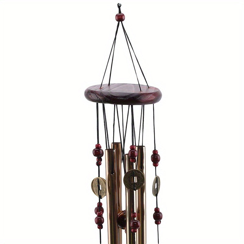 Large Deep Tone Metal Wind Chimes for Outdoor Garden Patio Decor Antique Bronze Solid Wood Ceiling Mount