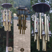 Large Deep Tone Metal Wind Chimes for Outdoor Garden Patio Decor Antique Bronze Solid Wood Ceiling Mount
