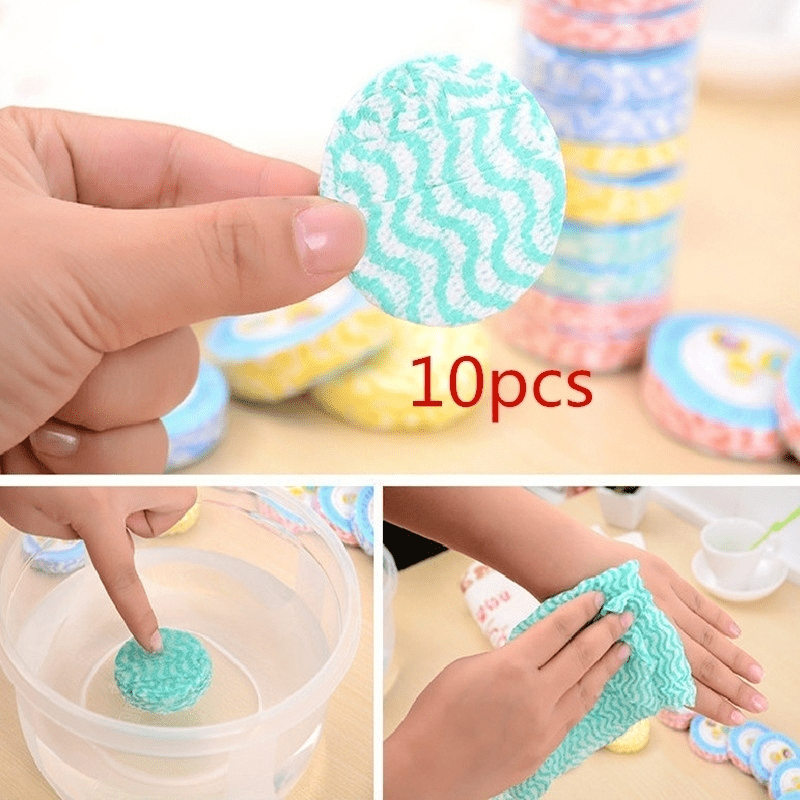 Набор из 10 хлопковых мочалок с узором в горошек, персонажи, туристические полотенца