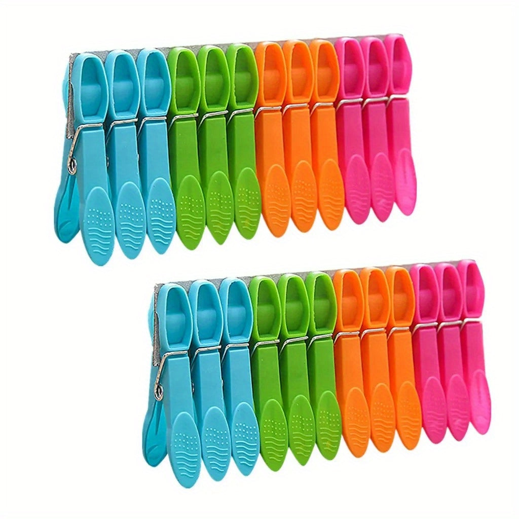 Set of 24 Plastic Clothespins for Hanging Laundry and Travel