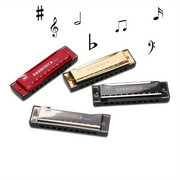 10-Hole Harmonica in Key of C Lacquered Metal Copper Core Resin Body Beginner Music Instrument
