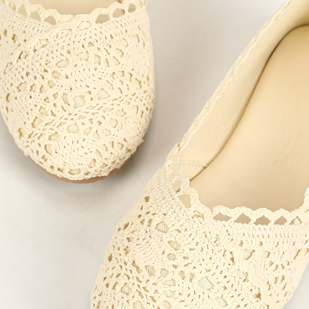 Women Slip-On Mary Jane Flats with Lace Detailing Breathable Fabric Easy Wear