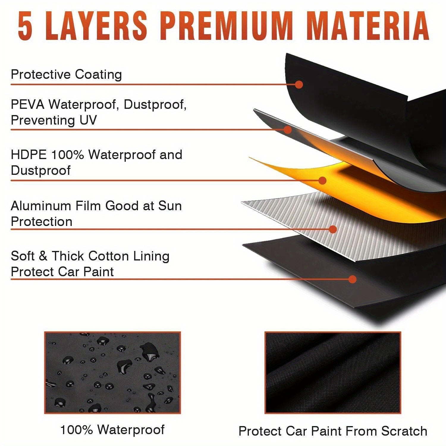 Har havoda nafas oladigan SUV avtomobil qoplami, suv o'tkazmaydigan, chang o'tkazmaydigan, shamol o'tkazmaydigan, qor o'tkazmaydigan, aks ettiruvchi chiziqlarga ega