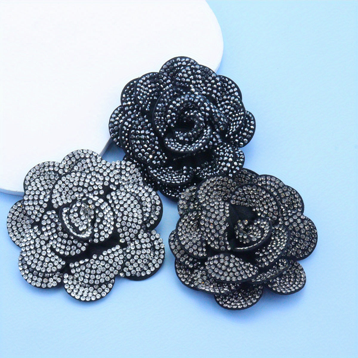 Multi-Layer Rhinestone Flower Brooch Set for Sweaters Coats Fabric Lapels