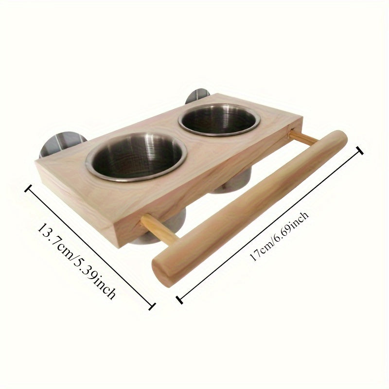 Stainless Steel Bird Feeder Cups with Double Dispensers and Cage Clip for Parrots and Small Birds