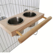 Stainless Steel Bird Feeder Cups with Double Dispensers and Cage Clip for Parrots and Small Birds