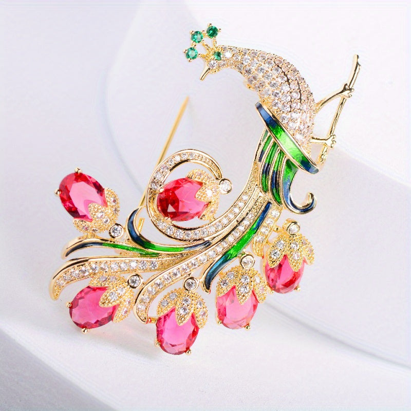 Роскошная брошка в виде павлина с стразами, имеющая яркий открытый дизайн, идеально подходит для женских пальто и кардиганов.