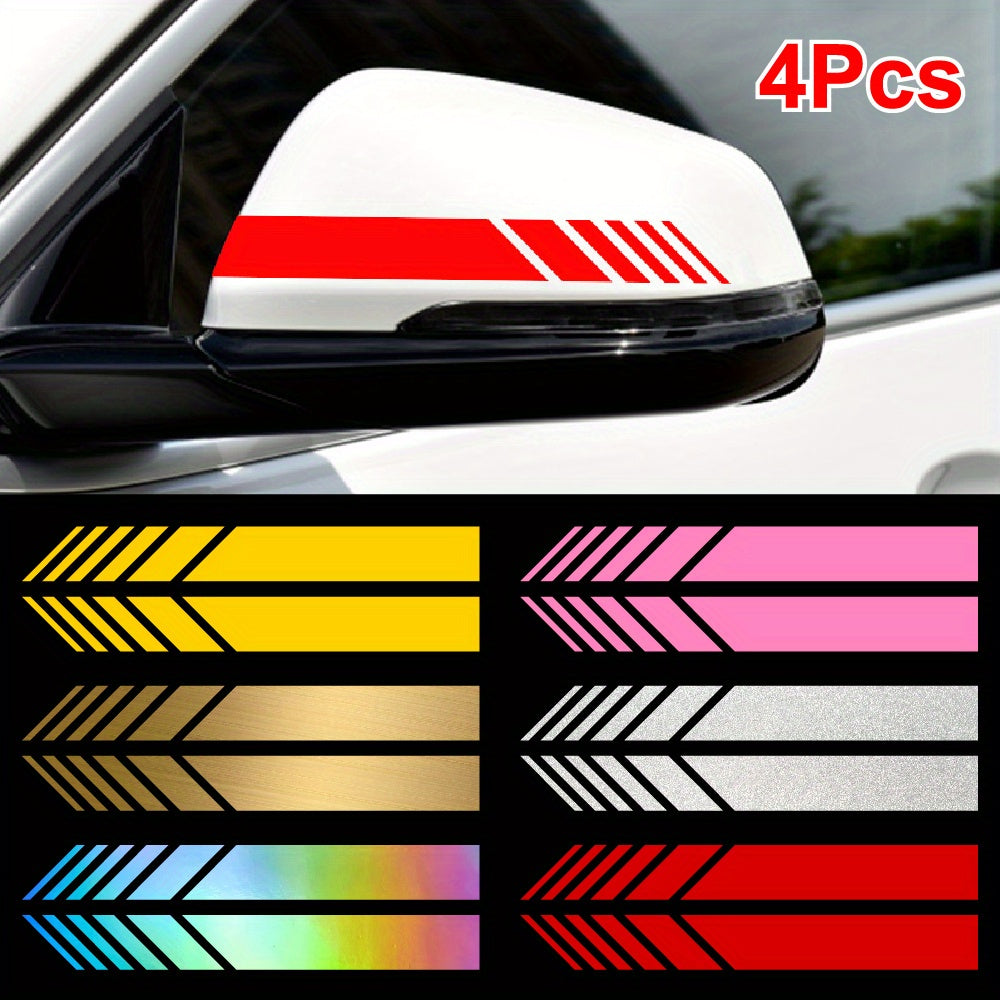 4pcs Pegatinas de vinilo reflectante para coche, adhesivas, rayas exteriores para vehículos