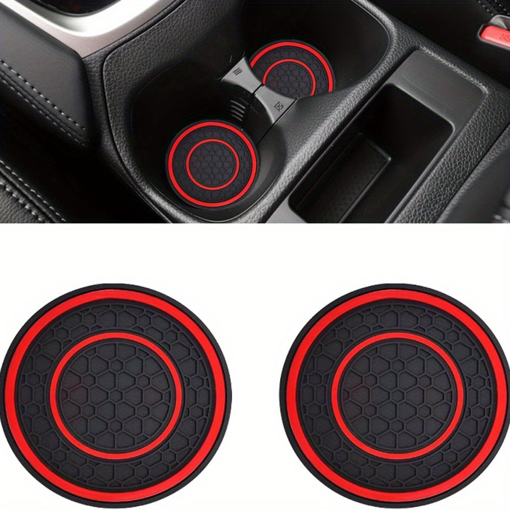 2PCS Car Cup Holder Coasters Non-Slip Dust Resistant Red 6.99cm