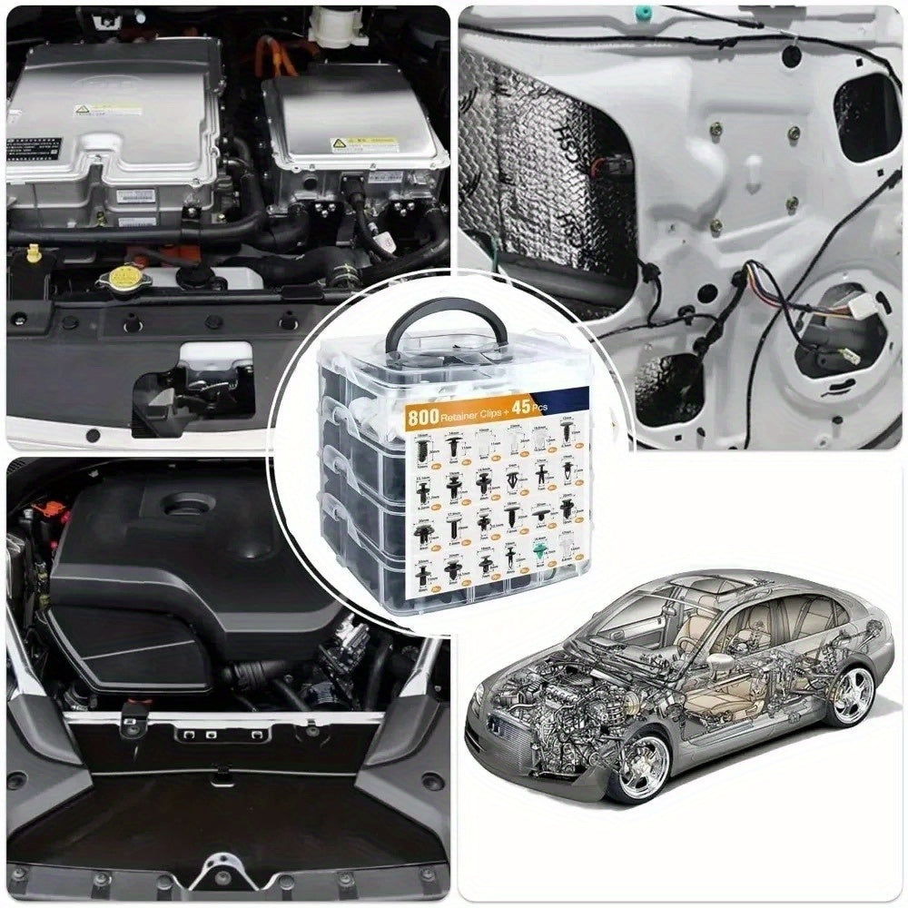 845Pcs Auto Fastener Clips Kit Car Bumper Door Trim Rivets Bumper Repair