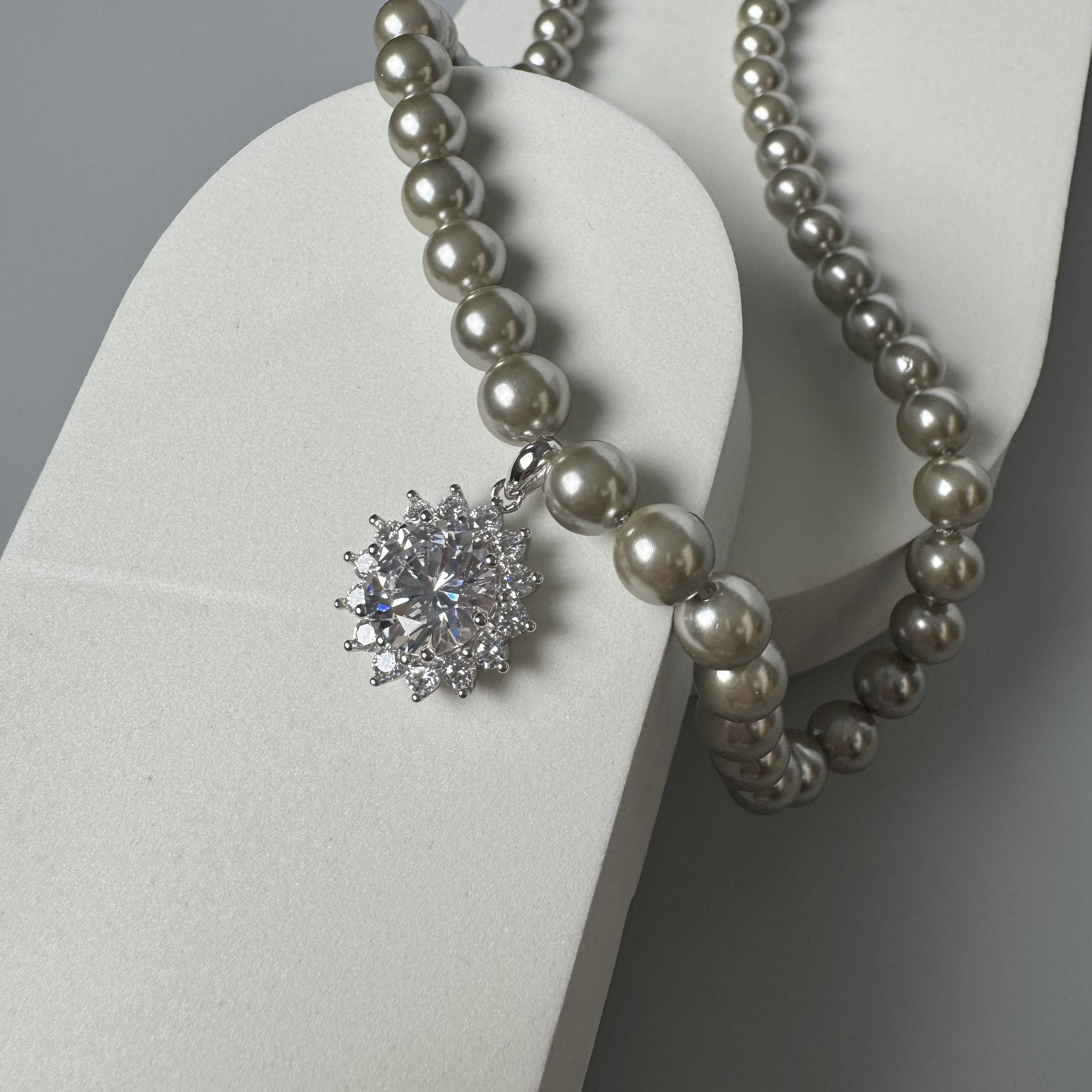 Sterling Silver Necklace with Moissanite Pendant and Adjustable Chain for Women