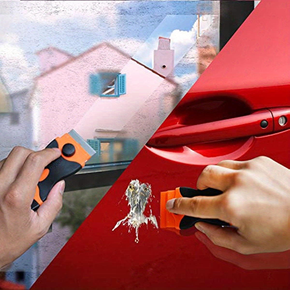 Double Edge Razor Blade Scraper Tool Orange Black for Glass and Surfaces