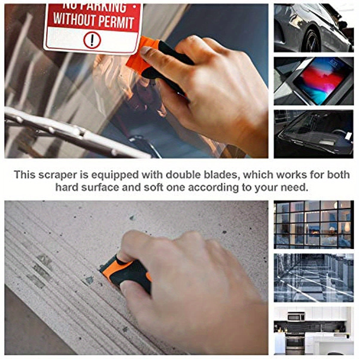 Double Edge Razor Blade Scraper Tool Orange Black for Glass and Surfaces