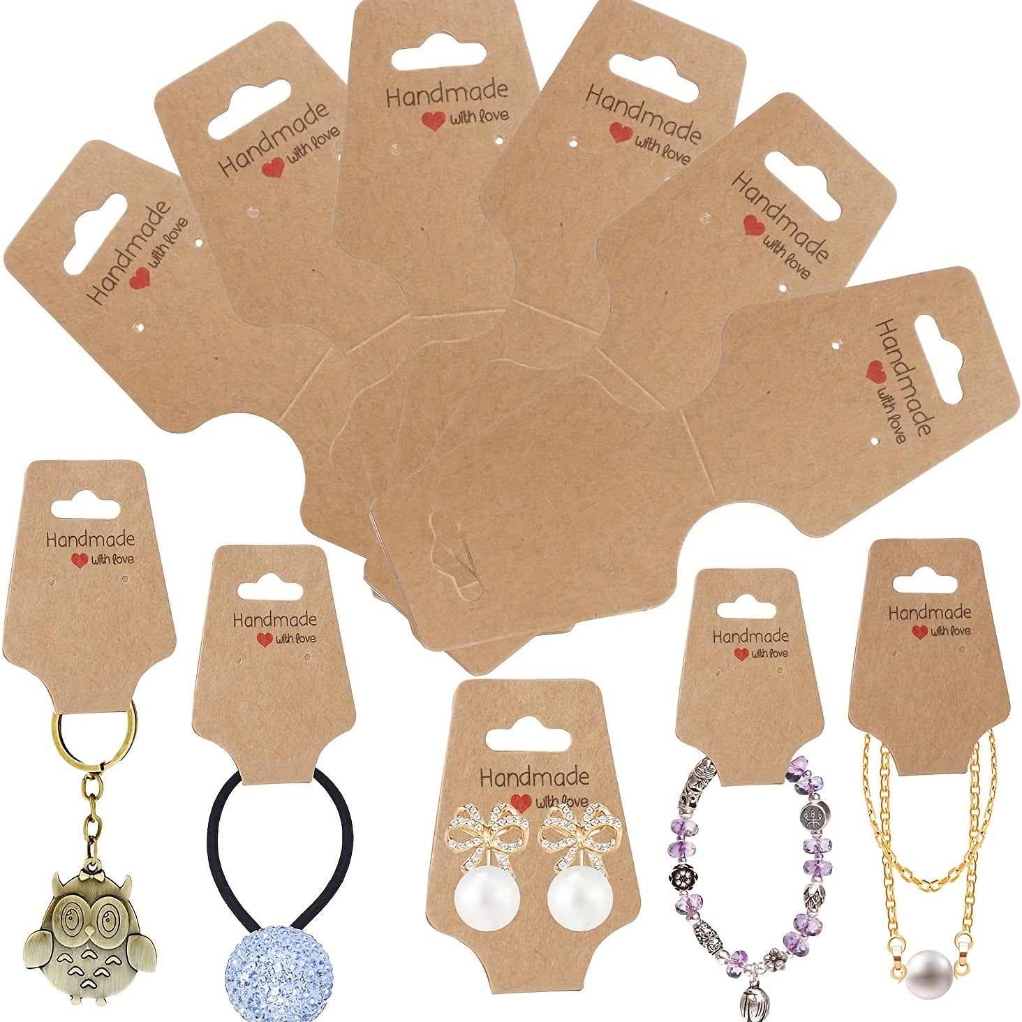 50/100pcs Self-Adhesive Cardboard Jewelry Display Hangers for Necklaces Bracelets Earrings