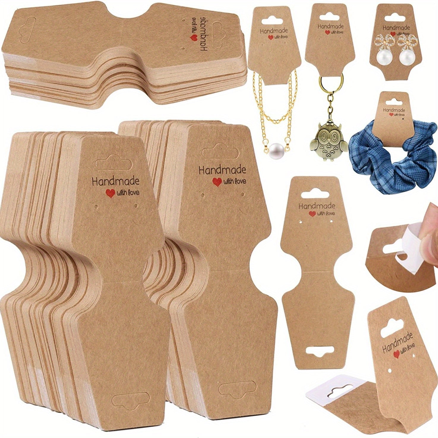 50/100pcs Self-Adhesive Cardboard Jewelry Display Hangers for Necklaces Bracelets Earrings