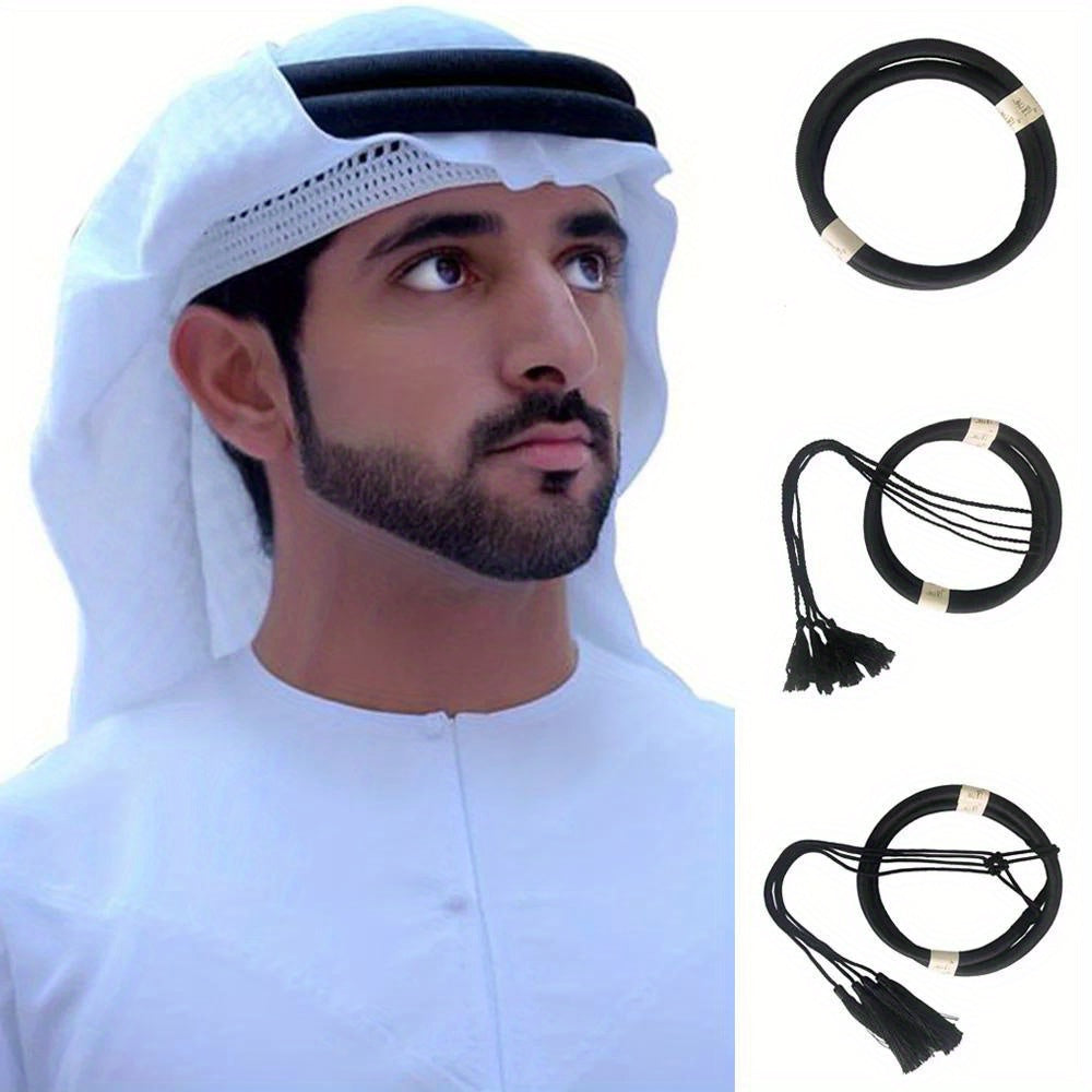 Black Muslim Round Headband Unisex Headwear for Men and Women