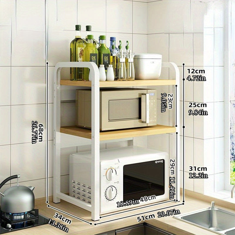 Chizilgan qoplamali, chidamli 3-qavatli mikroto'lqinli pech va toster uchun turar joyni tejovchi stand