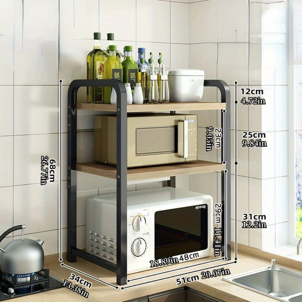 Chizilgan qoplamali, chidamli 3-qavatli mikroto'lqinli pech va toster uchun turar joyni tejovchi stand