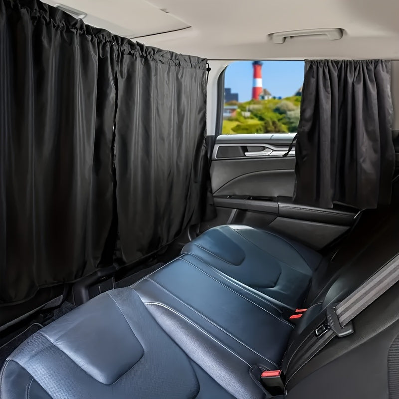 Car Privacy Curtain Set for Sedan and SUV Black Oxford Cloth 4 Pieces