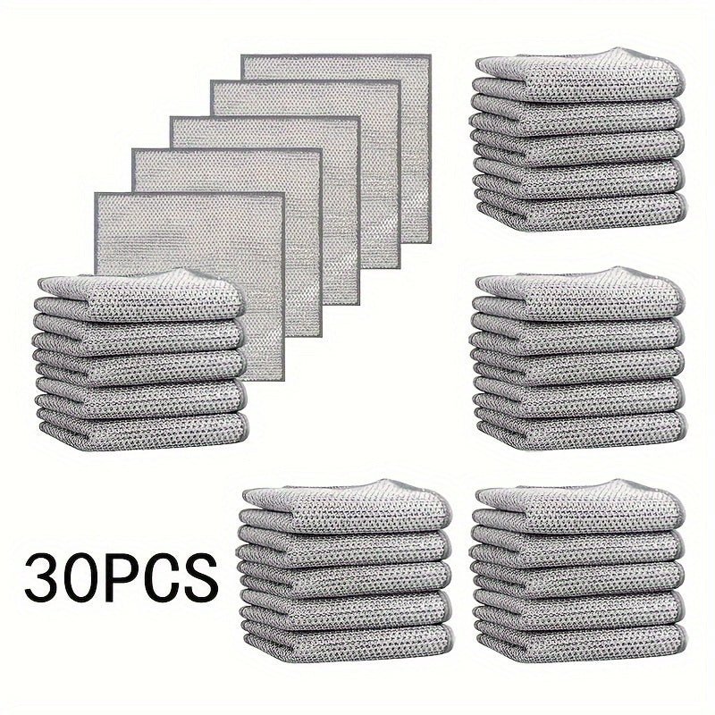 30 Pieces Stainless Steel Scrubbers Metal Wire Dish Cloths for Kitchen Cleaning