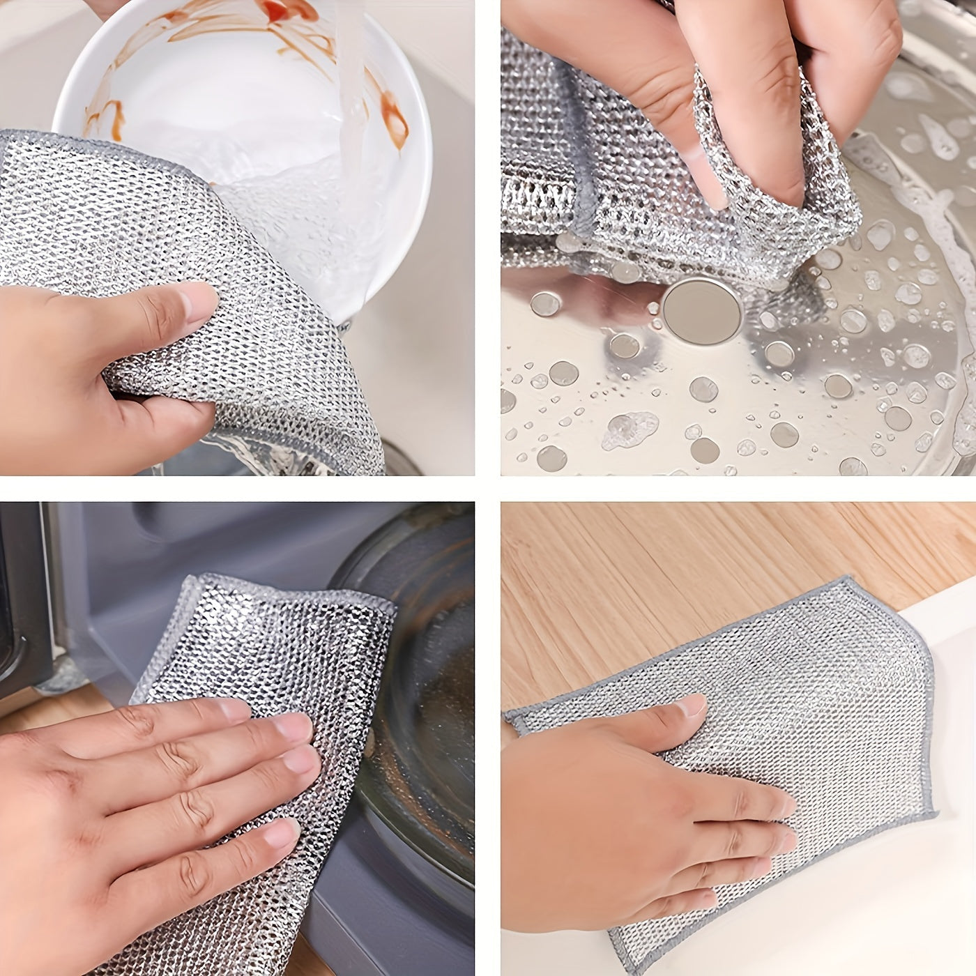 30 Pieces Stainless Steel Scrubbers Metal Wire Dish Cloths for Kitchen Cleaning