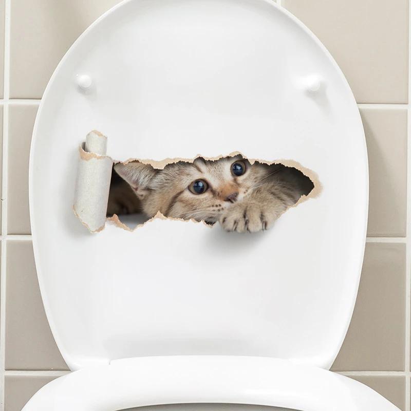 3D Cat Toilet Sticker Waterproof Self-Adhesive Peeping Effect