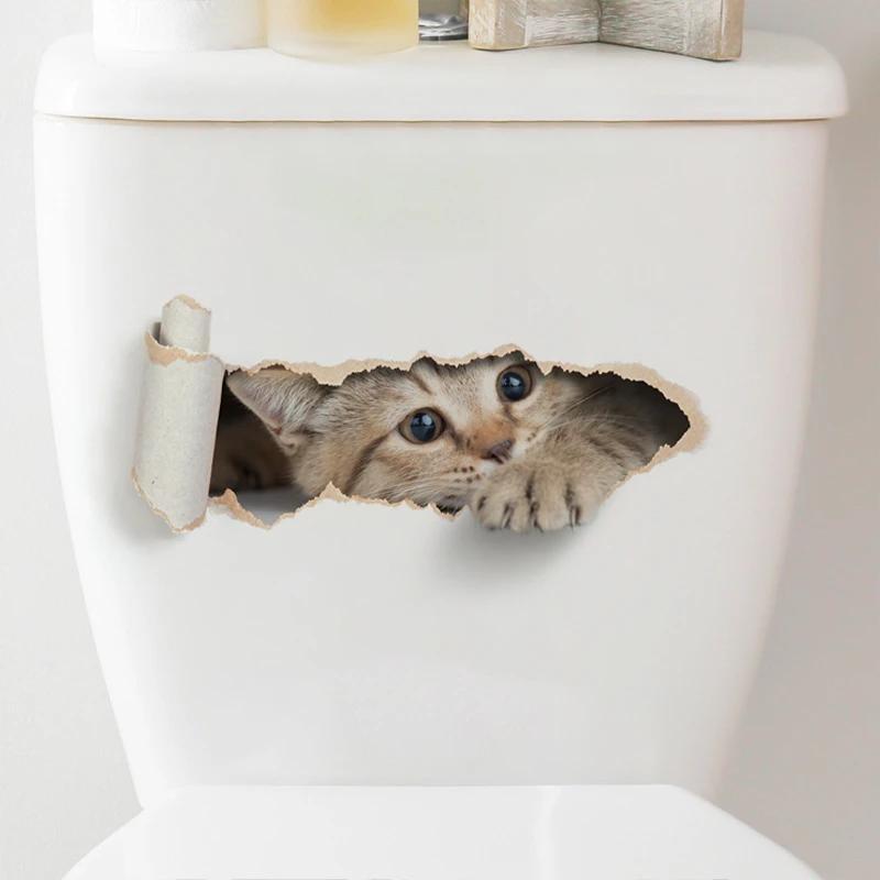 3D Cat Toilet Sticker Waterproof Self-Adhesive Peeping Effect