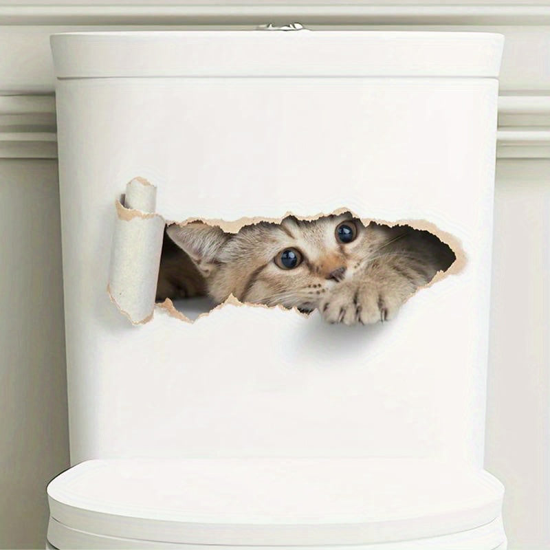3D Cat Toilet Sticker Waterproof Self-Adhesive Peeping Effect