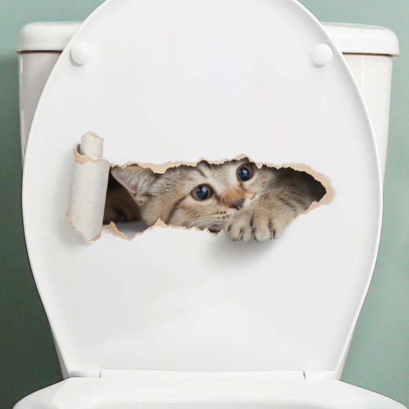 3D Cat Toilet Sticker Waterproof Self-Adhesive Peeping Effect