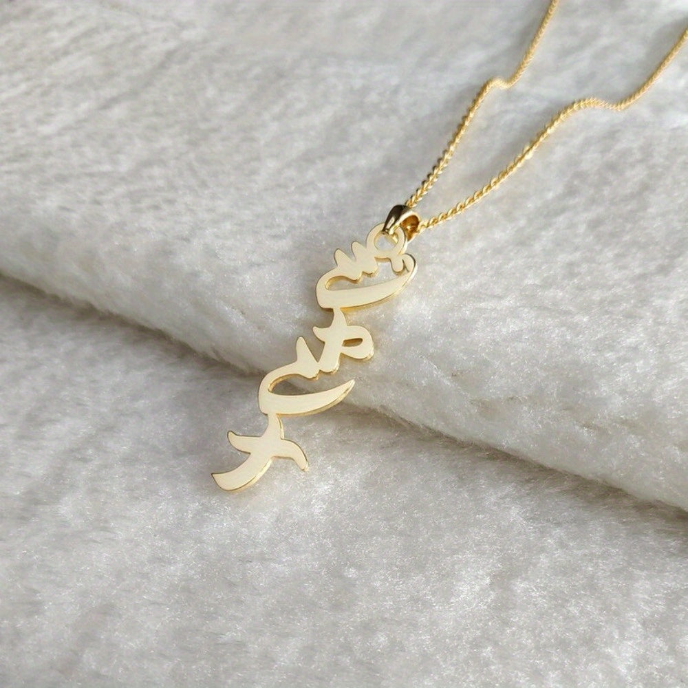 Japanese Kanji Necklace Stainless Steel Vertical Design Gift for Men Women