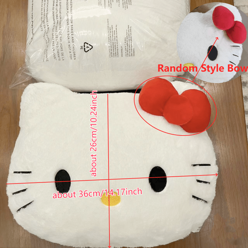 Yumshoq Hello Kitty yumshoq yostiqchasi, quchoqlash va bezak uchun, paxta, 14x14 dyuym