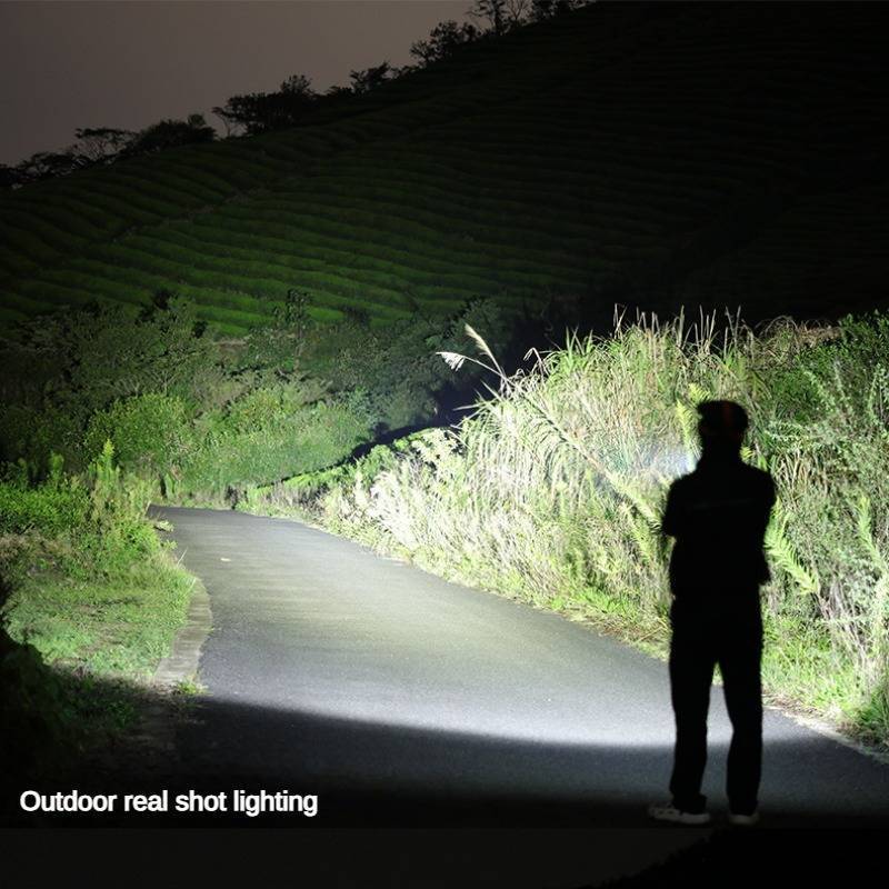 Linterna LED recargable de largo alcance para acampar, senderismo y retráctil