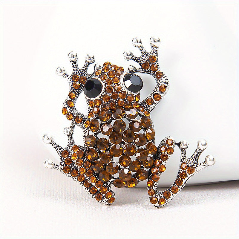 Vibrant Rhinestone Frog Brooch Pin Animal Design for Gift and Everyday Wear