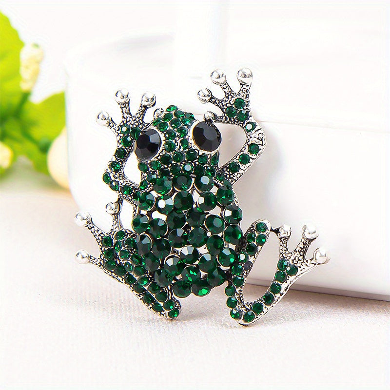 Vibrant Rhinestone Frog Brooch Pin Animal Design for Gift and Everyday Wear
