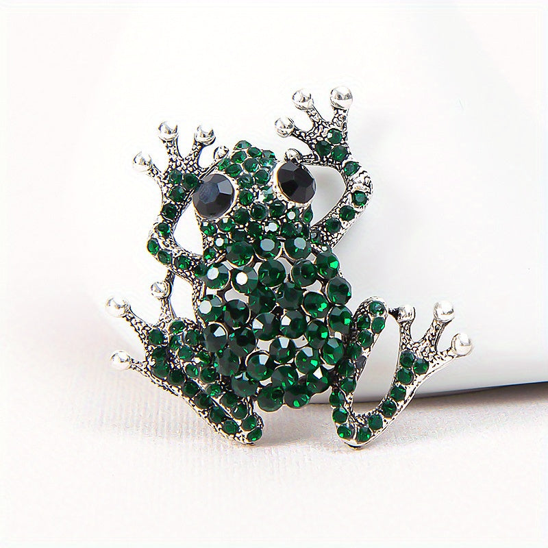 Vibrant Rhinestone Frog Brooch Pin Animal Design for Gift and Everyday Wear