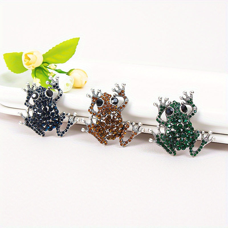 Vibrant Rhinestone Frog Brooch Pin Animal Design for Gift and Everyday Wear
