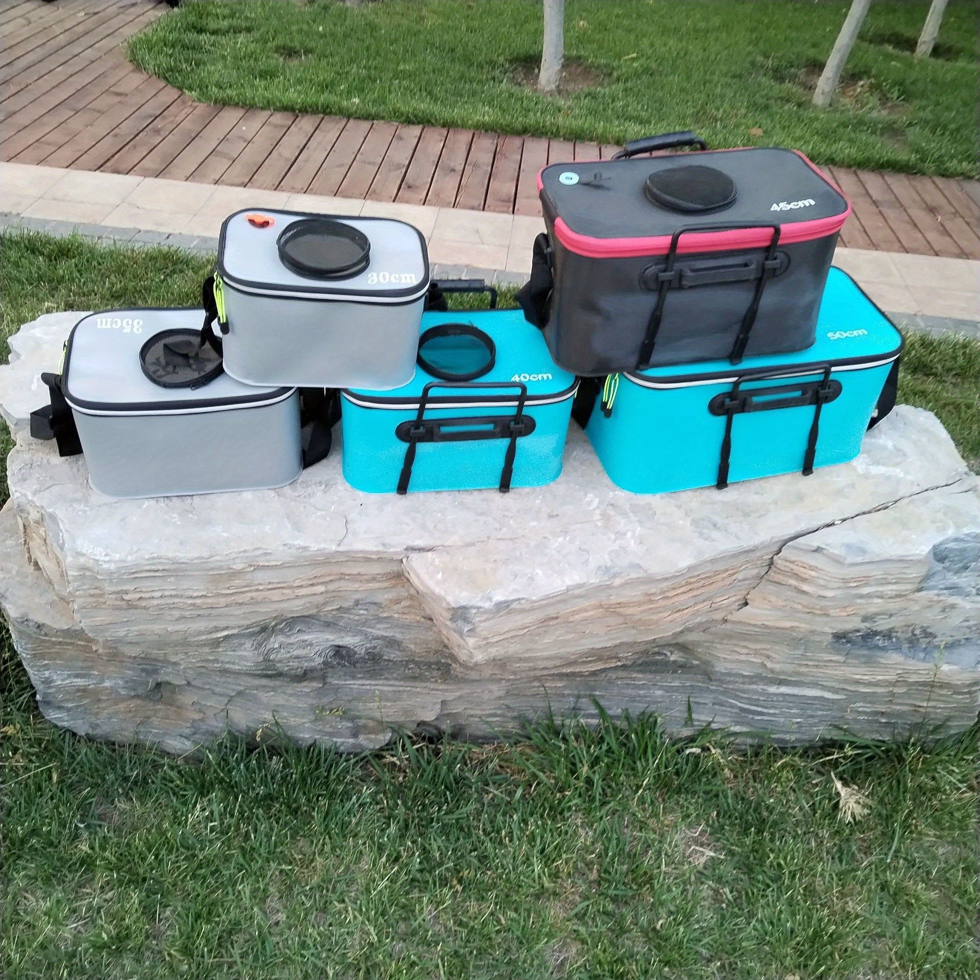 Waterproof EVA Fishing Gear Bag with Collapsible Live Fish Bucket and Tackle Storage