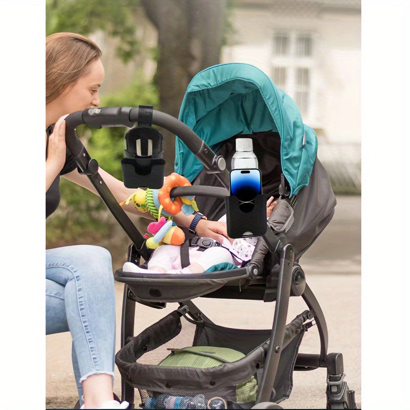 Universal Stroller Cup Holder with Phone Holder for Bikes Wheelchairs and Walkers