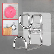 Ganchos de acero inoxidable para baño y cocina de montaje en pared con marco sin perforaciones