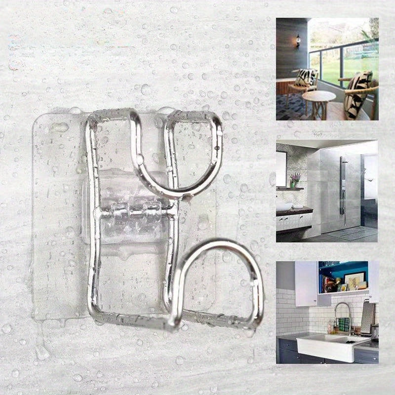 Ganchos de acero inoxidable para baño y cocina de montaje en pared con marco sin perforaciones