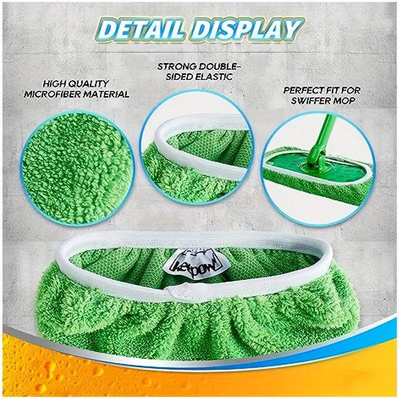 Set of 4 Reusable Flat Floor Mop Pads with Elastic Band for Easy Cleaning