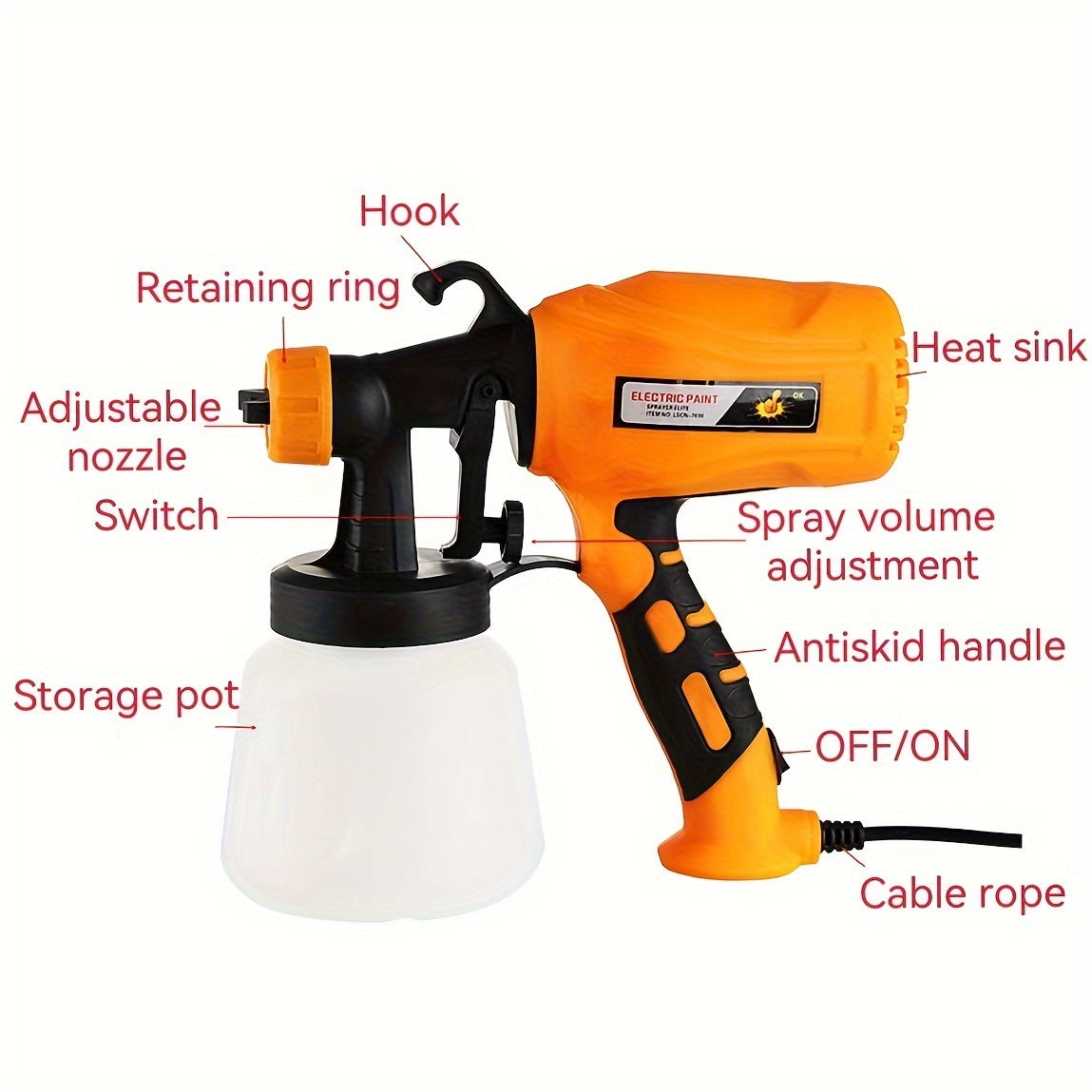30oz HVLP Electric Paint Sprayer with 3 Spray Patterns for Home and Professional Use
