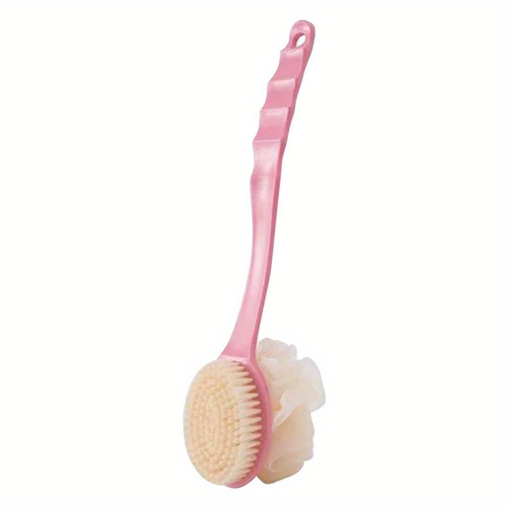 Dual-Headed Bath Brush with Soft Loofah for Back Scrubbing Oil-Free Battery-Free