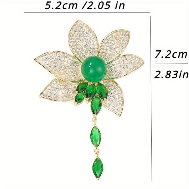 Women Rhinestone Lotus Brooch Pendant Elegant Jewelry Gift
