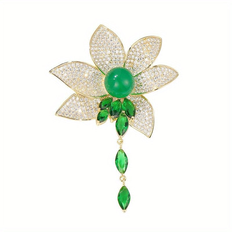 Women Rhinestone Lotus Brooch Pendant Elegant Jewelry Gift