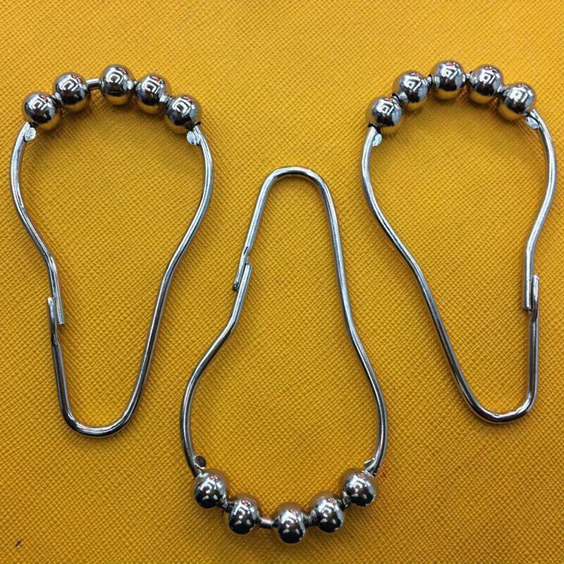 12 Stainless Steel Shower Curtain Hooks for Bathroom, Durable Easy Glide