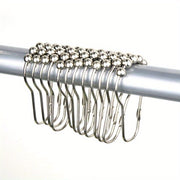 12 Stainless Steel Shower Curtain Hooks for Bathroom, Durable Easy Glide