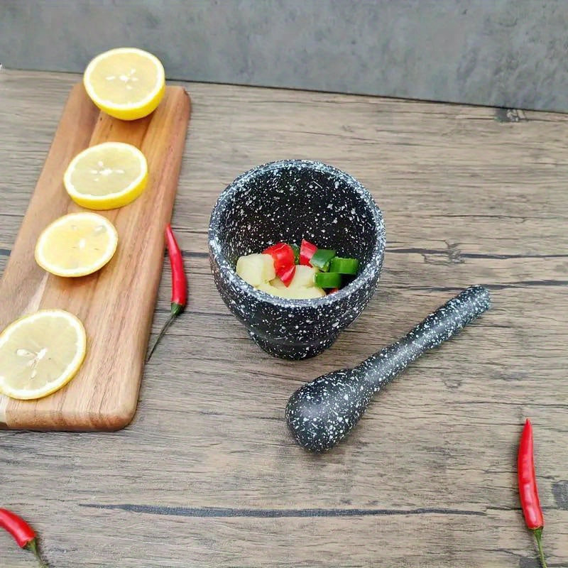 Manual Garlic Grinder Set with Mortar and Pestle, Pepper Crushing Bowl, Durable Kitchen Tool