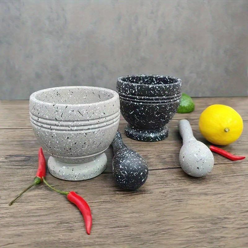 Manual Garlic Grinder Set with Mortar and Pestle, Pepper Crushing Bowl, Durable Kitchen Tool